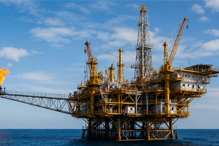 Offshore oil rig and drilling equipment